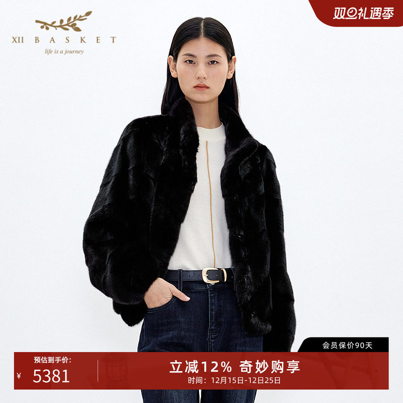 十二篮率性立领短款水貂皮草外套