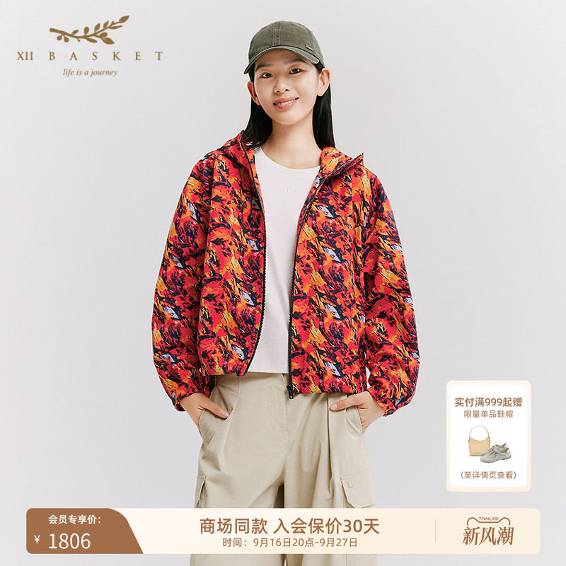 十二篮迷彩连帽拉链防风外套