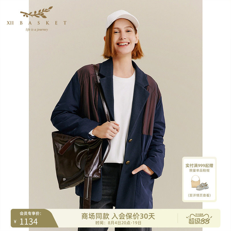 十二篮藏蓝休闲西装棉服外套
