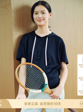 XII BASKET十二篮时尚撞色轻薄松弛真丝连帽上衣女夏季