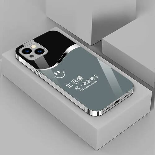 适用苹果13高档手机壳简约不沾指纹裸机手感励志手机壳XLJ