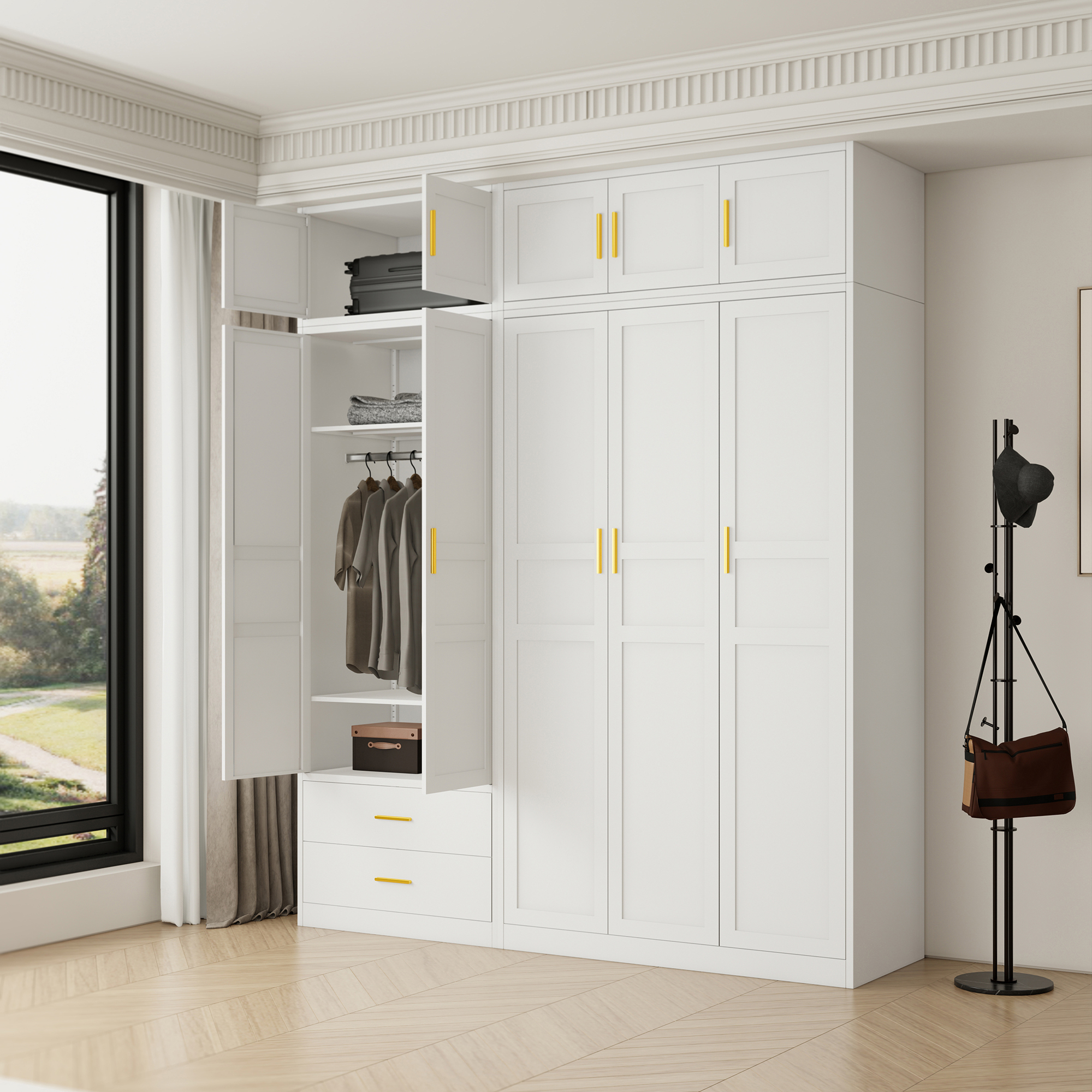现代简约白色平开门衣柜