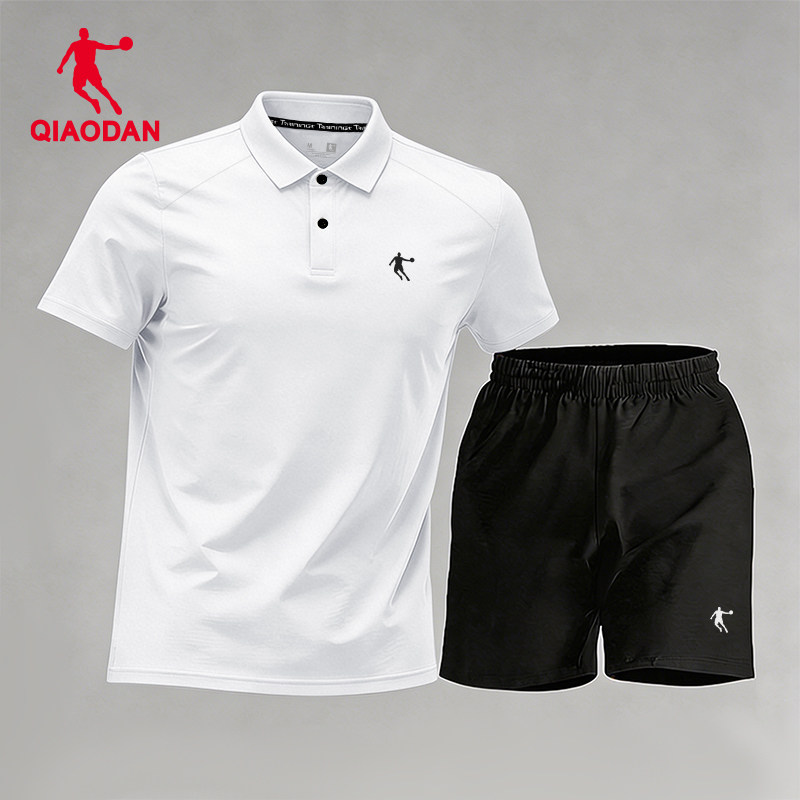 乔丹POLO衫运动套装男士夏季2026新款短袖短裤两件套宽松跑步套装