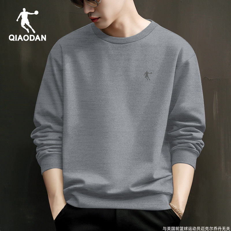 乔丹卫衣男美式圆领男款上衣2026春秋季宽松套头衫灰色无帽长袖男