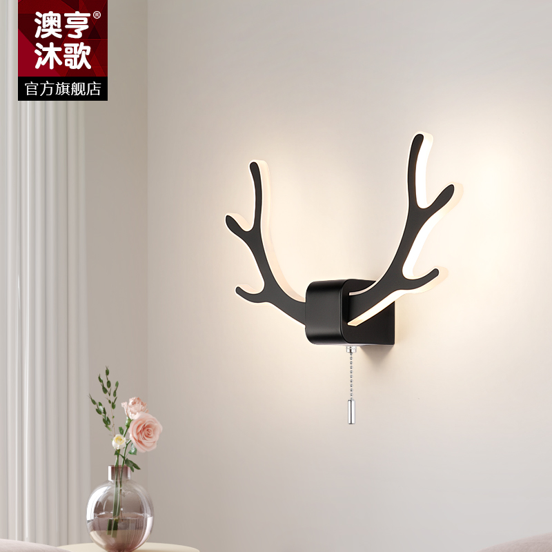 鹿头壁灯创意北欧客厅卧室走廊过道个性现代简约灯具床头鹿角壁灯|msdalam kategori keluarga memasang ibu, Lampu &amp; Lighting Fixtures, lampu dinding - dari Buy2taobao.com untuk memberikan perkhidmatan ejen Taobao profesional membeli