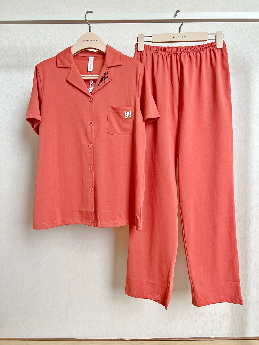 芬腾女士针织棉纯色家居服套装