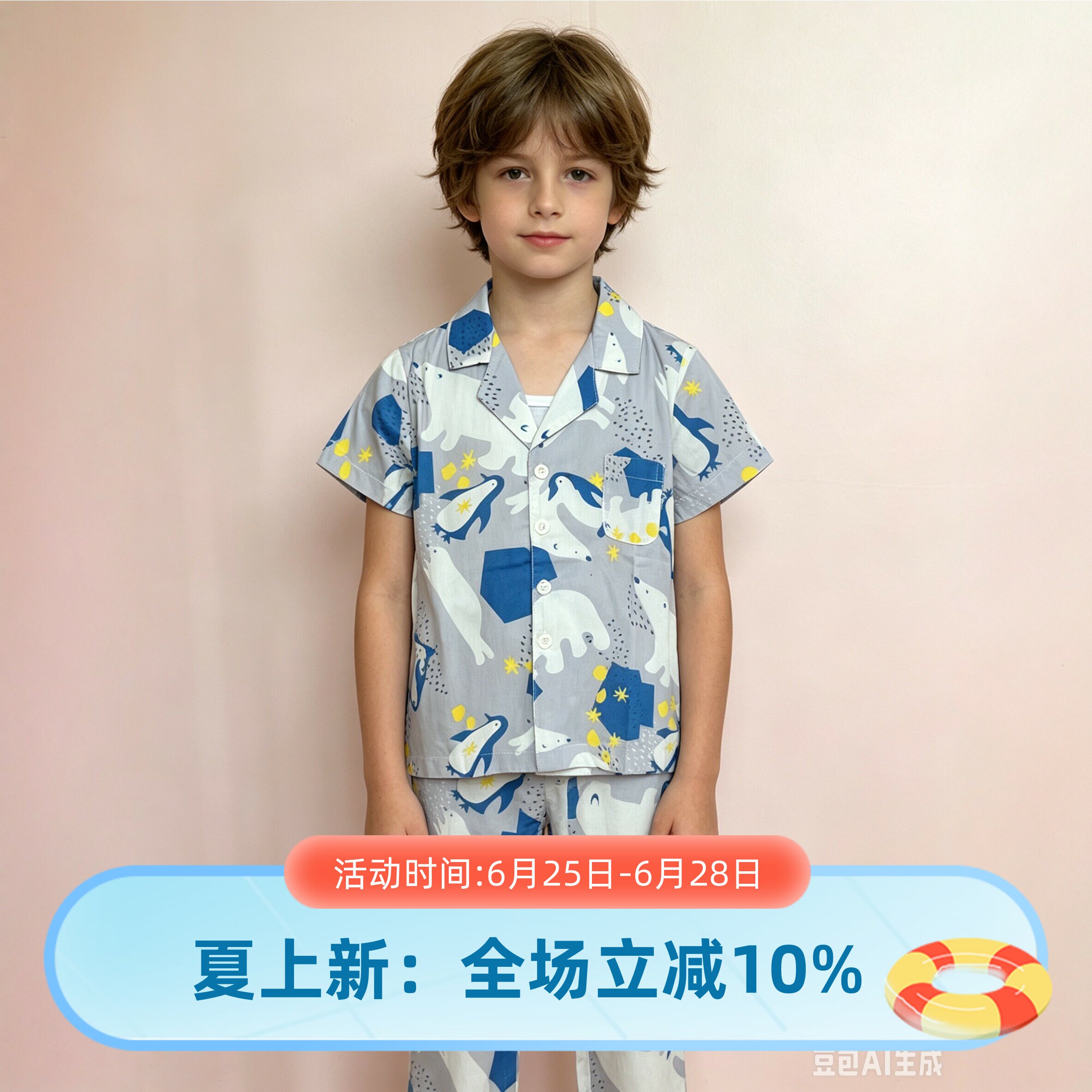 芬腾男童纯棉可外穿家居服套装