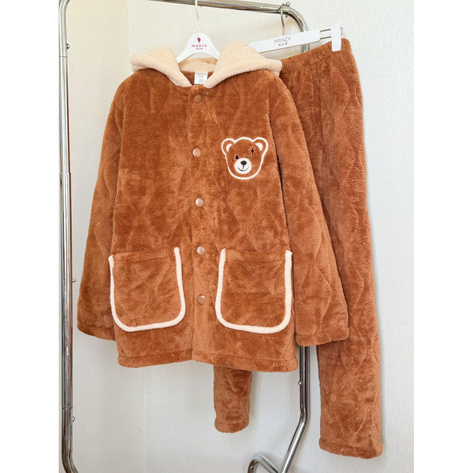 玛伦萨三层加厚夹棉男家居服套装