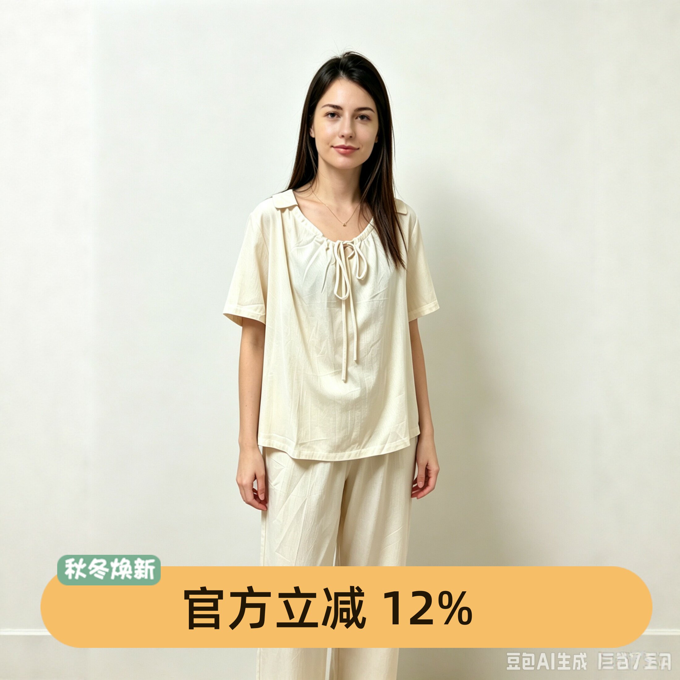 5折清随棉女夏全棉可外穿睡衣套