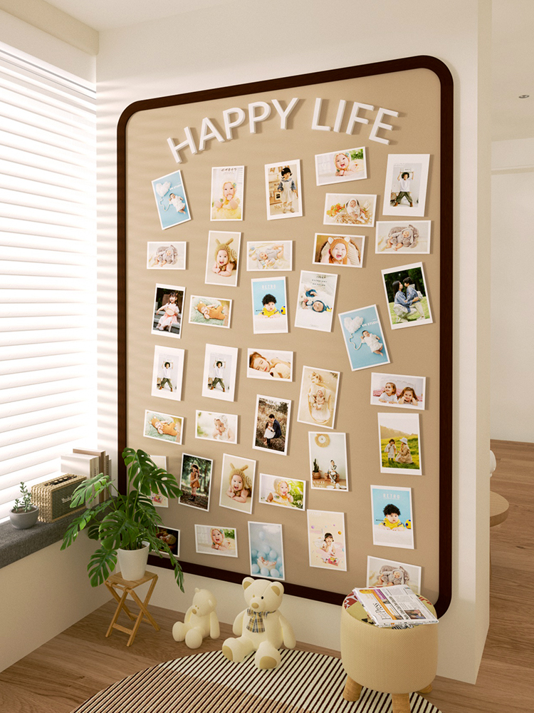 定制客厅照片墙免打孔毛毡板软木板背景板房间装饰留言板幼儿园拍