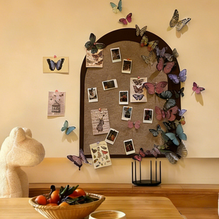 蝴蝶免打孔毛毡板毛毡墙贴照片墙挂展示墙软木板背景板软木装饰板置物架相框挂画墙壁贴板扎板公司文化墙定制