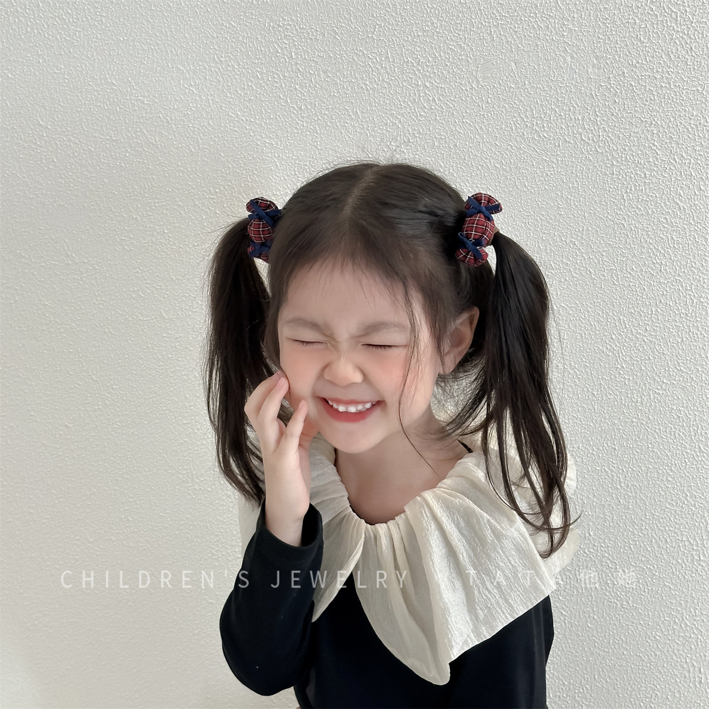 复古蝴蝶结格纹糖果发圈可爱小女孩可爱高弹力扎头发皮筋马尾发绳