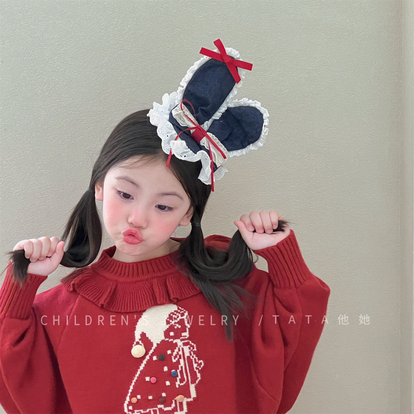 甜美蕾丝兔耳朵发夹甜酷可爱兔子警官头饰顶夹派对生日游乐场礼帽,童装/婴儿装/亲子装,发饰,淘宝优惠券,粉丝福利购,淘宝优惠卷