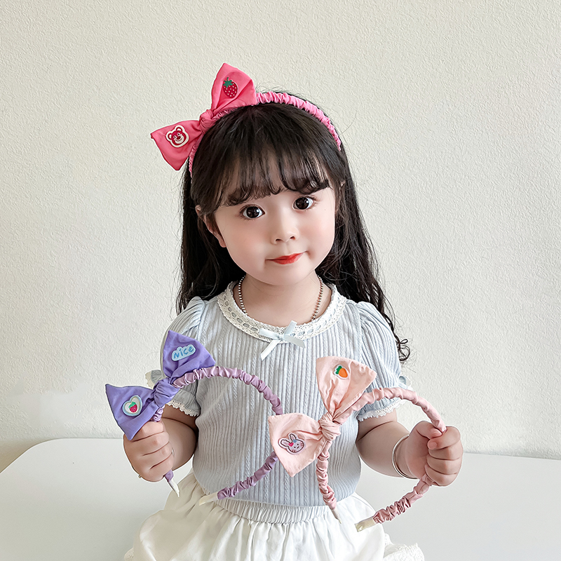 他她儿童蝴蝶结纯色布艺发箍头扣