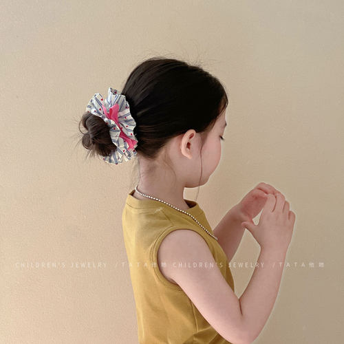 韩系少女心条纹爱心蝴蝶结大肠圈