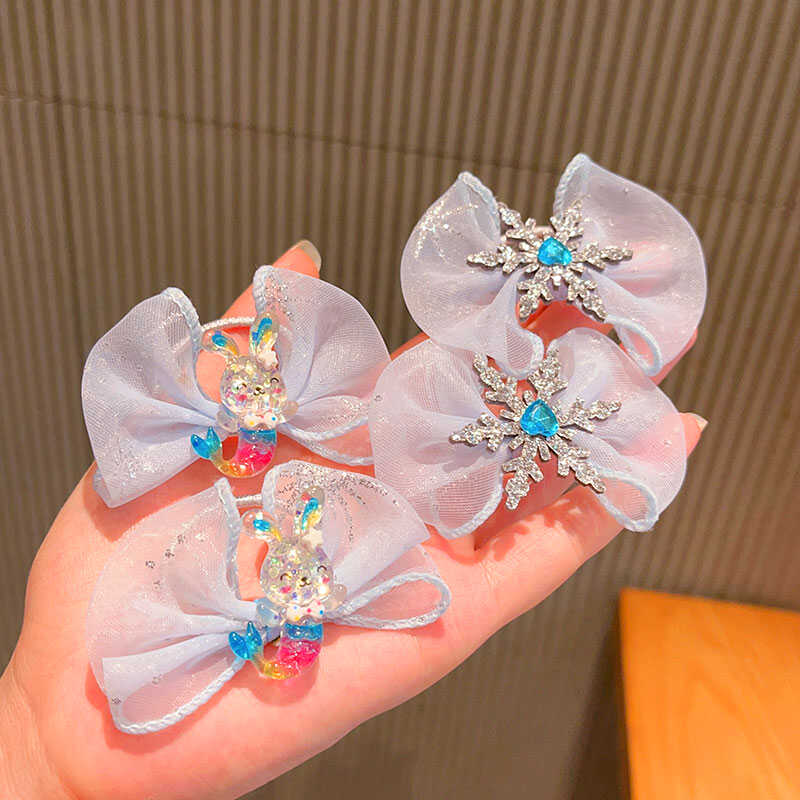 蓝纱雪花不伤发海洋美人鱼蝴蝶结