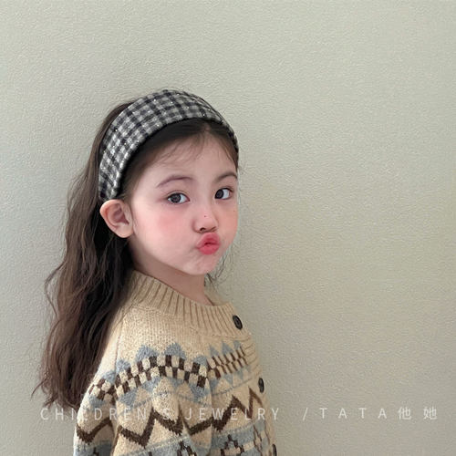 他她女童毛绒波点防滑宽边头箍