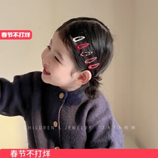 迷你小号可爱豹纹夹子发夹宝宝新年红波点碎发侧边夹子女童bb夹子