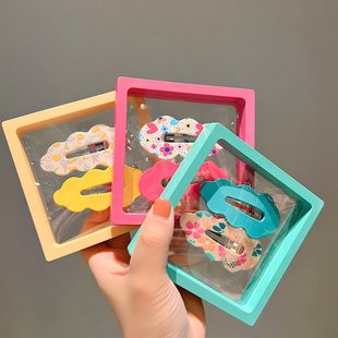 儿童发夹亲子款 女童彩色刘海夹边夹荧光色几何齿轮花边BB夹发卡