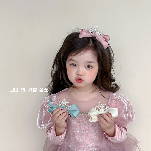 他她儿童发夹皇冠蝴蝶结顶夹发饰