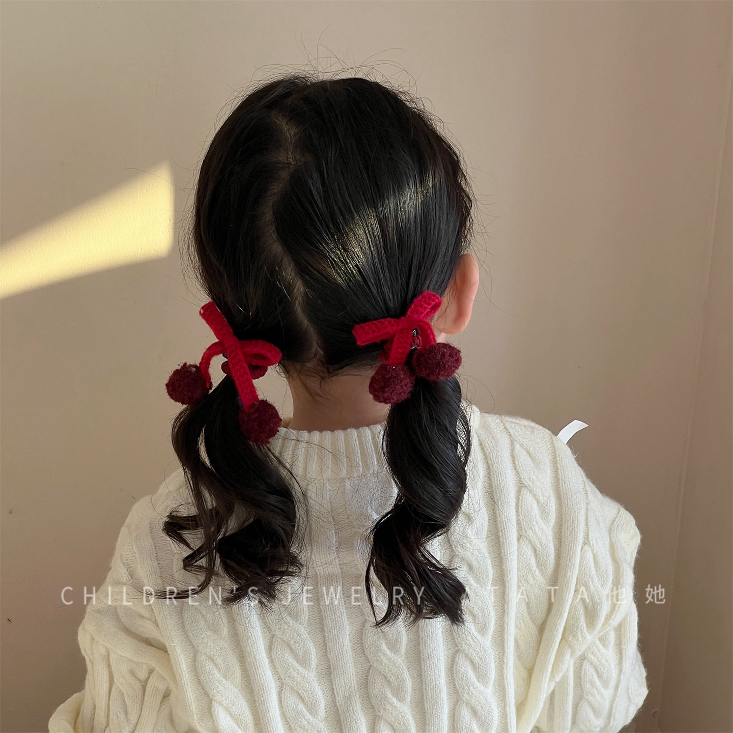 韩系新年红色蝴蝶结发圈女童过年毛球樱桃头绳儿童扎发皮筋发绳,童装/婴儿装/亲子装,发饰,淘宝优惠券,粉丝福利购,淘宝优惠卷