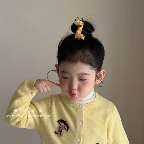 可爱长颈鹿星星毛球女童发饰发圈