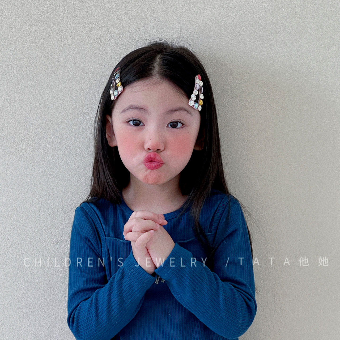 亮闪闪彩色水钻发夹儿童韩系高级感刘海夹女童精致一字夹女孩头饰