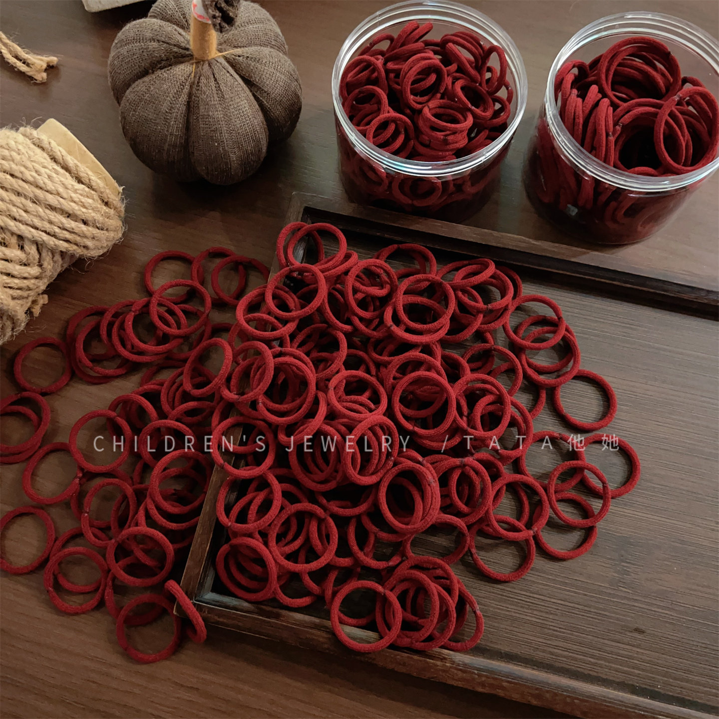 新年酒红发圈宝宝喜庆基础耐用发绳女童儿童不勒头发绳橡皮筋发饰