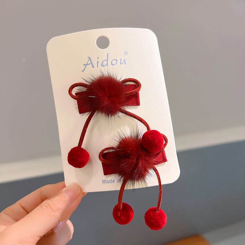 他她韩版毛球bb夹一对装