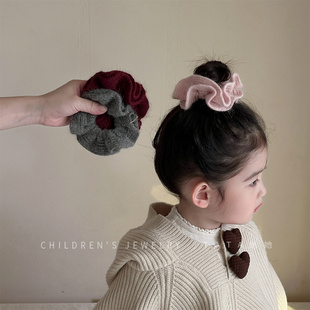 儿童温柔马海毛针织大肠圈复古风发圈女童丸子头小众头绳头花发饰