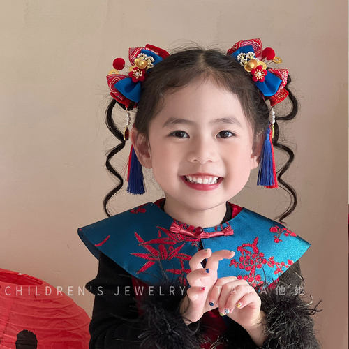 新中式女童新年流苏蝴蝶结发夹