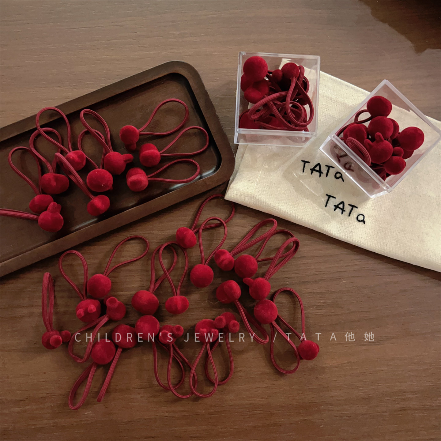 植绒酒红兔子发圈女童中国风新年头绳宝宝小号高弹力可爱头绳皮筋,童装/婴儿装/亲子装,发饰,淘宝优惠券,粉丝福利购,淘宝优惠卷