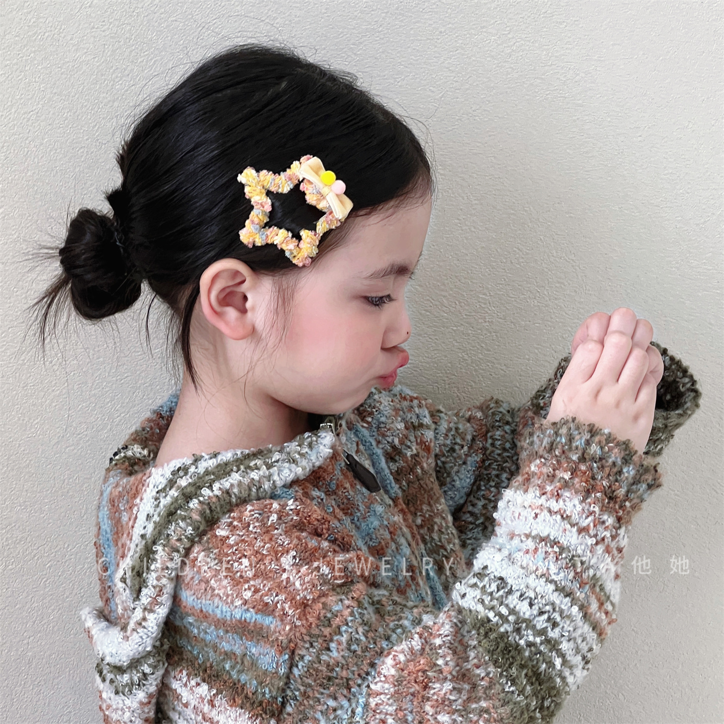 儿童发饰秋冬毛线星星云朵镂空