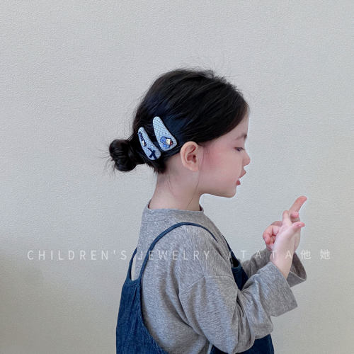 学院风格纹三角kt猫bb夹儿童女童发饰合金蝴蝶结后脑勺发夹侧边夹