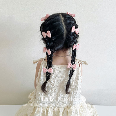 儿童彩色花朵编发链头饰发夹