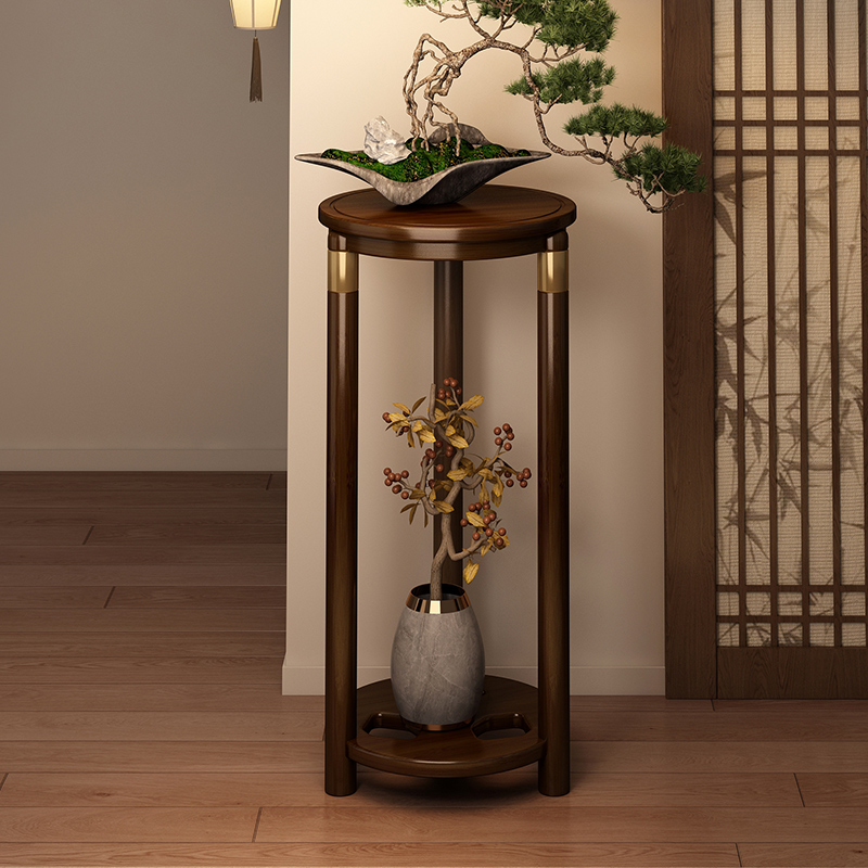 中式花架子客厅落地式置物架阳台