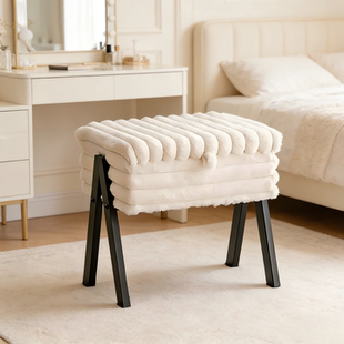 小凳子家用女生卧室梳妆台化妆凳轻奢高级感软包储物长条凳换鞋凳