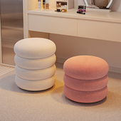 化妆台凳子家用女生卧室羊羔绒化妆凳房间坐墩书桌圆板凳美甲椅子