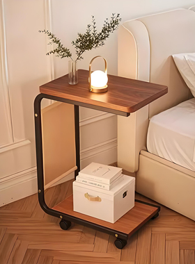 床头柜家用卧室边几沙发侧边柜小型置物架可移动小推车茶几小桌子