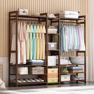 衣帽架卧室落地挂衣架一体靠墙置物架开放式衣柜挂包架衣服收纳架