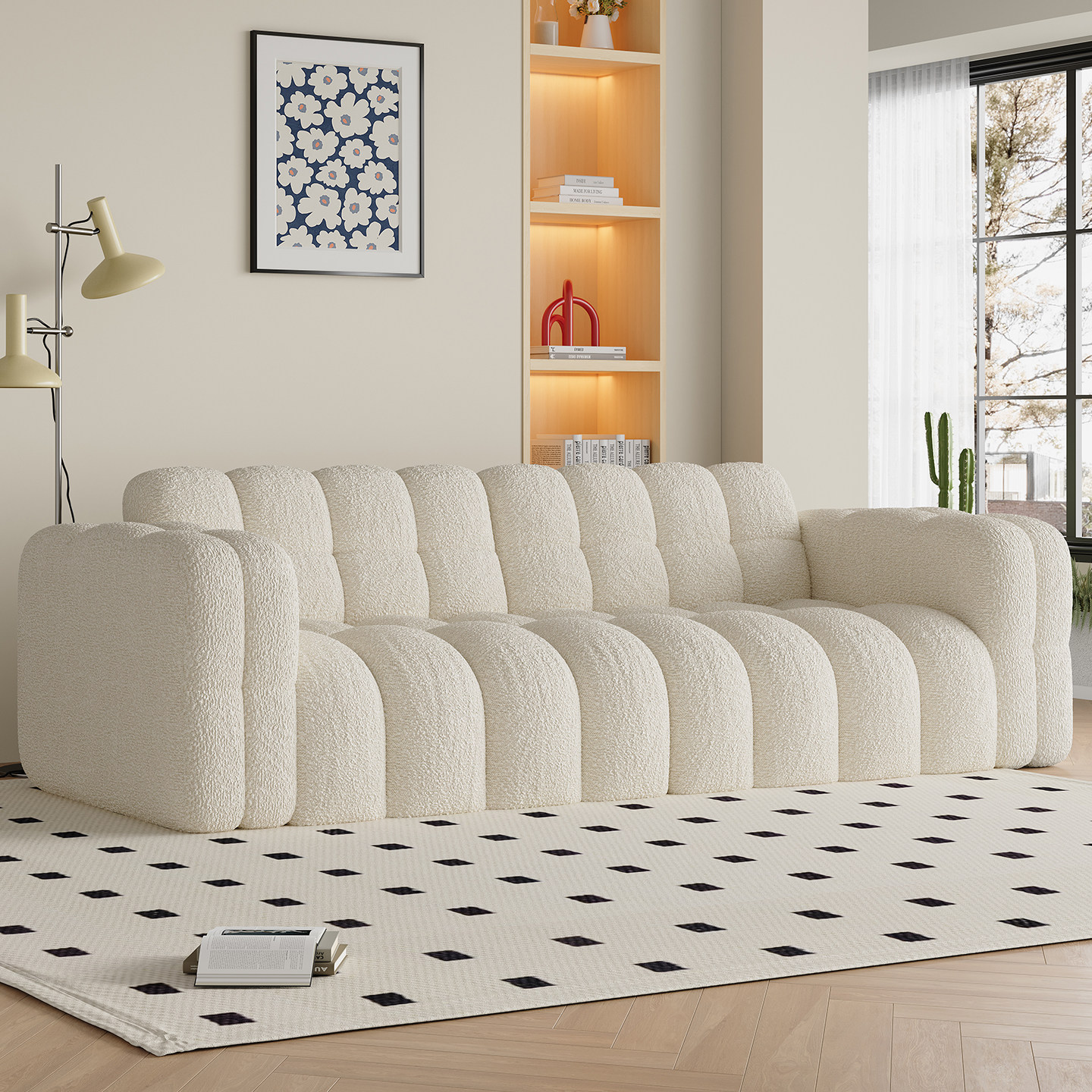 奶油风布艺沙发客厅小户型羊羔绒单双人直排沙发卧室简约懒人沙发,住宅家具,布艺沙发,淘宝优惠券,粉丝福利购,淘宝优惠卷