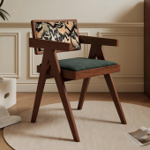 中古实木餐椅家用昌迪加尔藤编椅子阳台休闲 靠背餐桌椅侘寂风藤