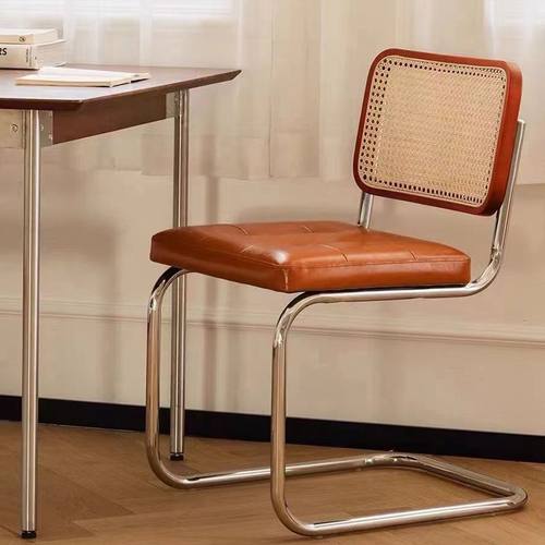 餐椅家用实木藤编中古风餐桌凳子