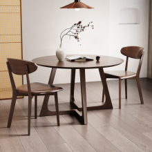 全实木餐桌咖啡厅木质桌子胡桃木小圆桌商务会客接待洽谈桌椅组合