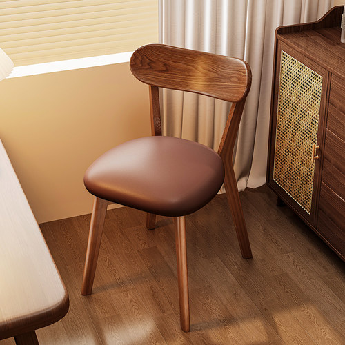 实木餐椅家用中古胡桃木餐桌椅子