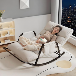躺椅坐睡两用午休椅阳台休闲折叠摇椅客厅家用双人靠背椅懒人沙发