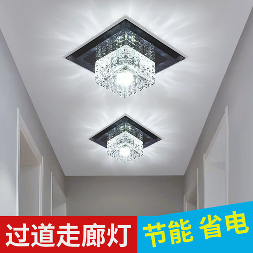 简约现代轻奢led入户水晶玄关灯