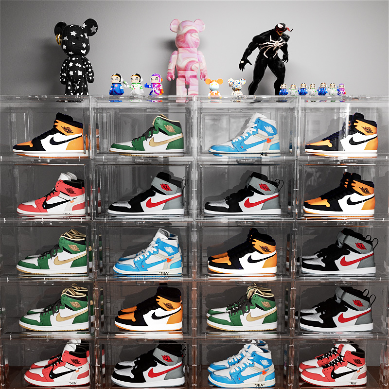 20个装aj鞋盒收纳盒球鞋防氧化鞋柜透明鞋子鞋墙亚克力网红塑料