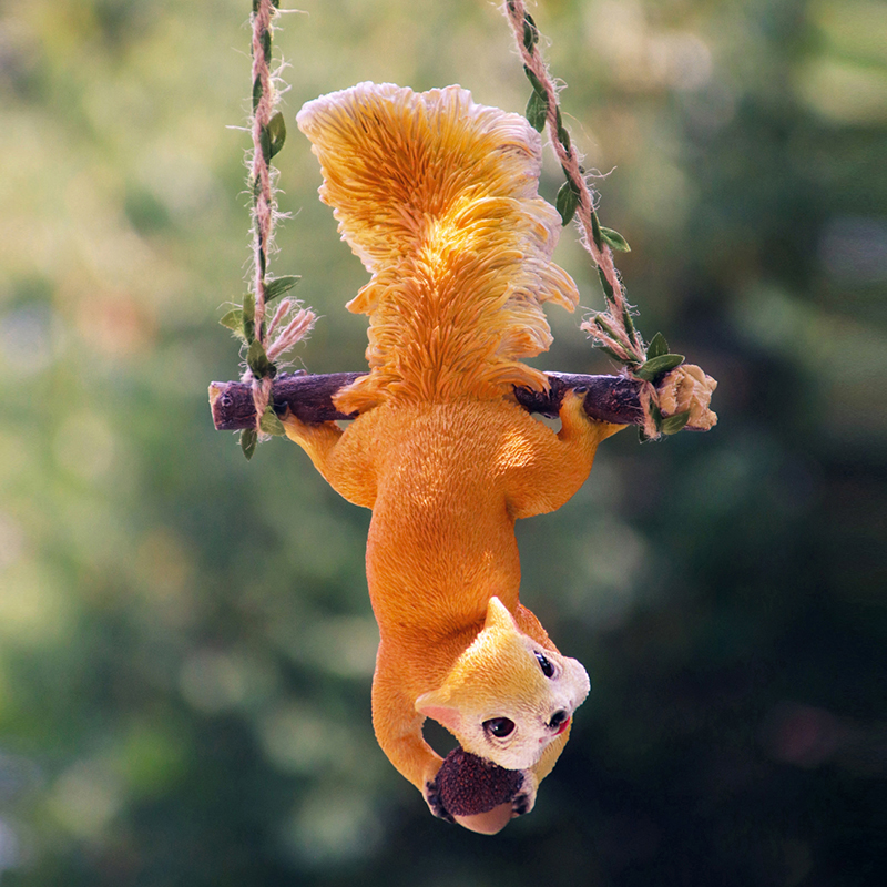 田园风树脂松鼠庭院花园挂件
