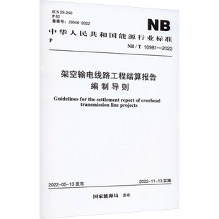 架空输电线路工程结算报告编制导则 NB/T 10981-2022 国家能源局 建筑/水利（新）专业科技 新华书店正版图书籍 中国计划出版社